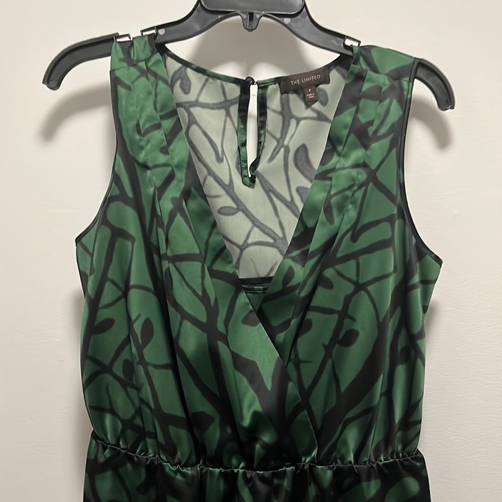 The Limited Green and black patterned dress, inner blouse and lining, size 8